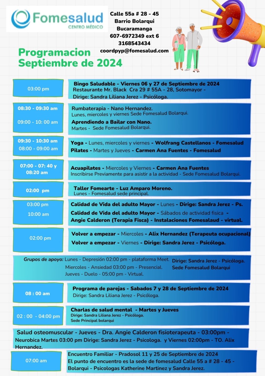 CRONOGRAMA DE ACTIVIDADES MES DE SEPTIEMBRE DE 2024